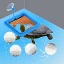 Square Turtle Feeding Ring with Suction Cup and 4 Pcs Nitrifying Balls Set, Fish Food Holder and Aquatic Toys for Turtles Tortoise Goldfish Guppy Koi Puffer, Aquatic Turtle Tank Accessories (Square)