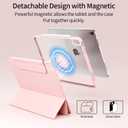 for iPad (A16) 11th Generation 11 Inch 2025/ 10th Generation 10.9 Inch 2022 Hybrid Case with Pencil Holder | Detachable Magnetic Cover | Portrait/Landscape Stand | Clear Hard Back, Pink
