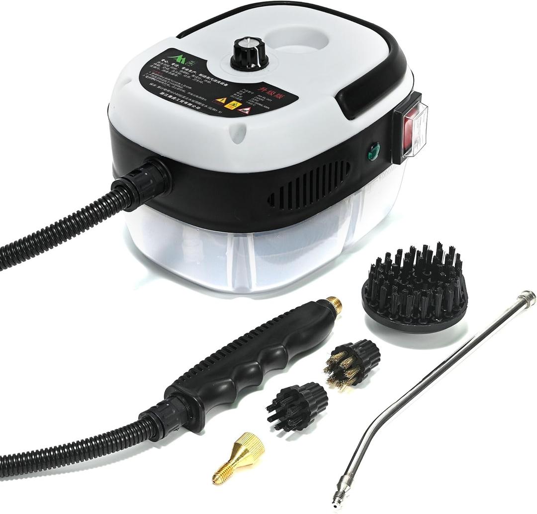 High Temperature Pressurized Steam Cleaner 2500W Handheld High Pressure Steam Cleaning Machine Portable 110V 1000ml Tank for Kitchen Toilet Car (White) 190x150x130mm