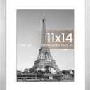 upsimples 11x14 Picture Frame, Display Pictures 8x10 with Mat or 11 x 14 Without, Wall Hanging Photo Frames, Silver, 1 Pack