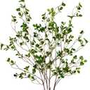 Sggvecsy 43 4Pcs Artificial Ficus Branches Faux Leaf Spray Green Eucalyptus Branches Artificial Greenery Stems Fake Ficus Twig Plants for Home Office Wedding Vase Filler Shop Decoration