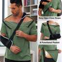 Deyeek Men's Post Shoulder Surgery Shirts Recovery Tear Away Short Sleeve Full Open Side Snap Adaptive Chemo Clothing, Size L