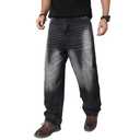 OIIIO Men's Wide Leg Baggy Casual Jean (28, 9104 Black Wash) (Black)