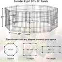 Puppy Pet Playpen 8 Panel 24 Inch Indoor Outdoor Metal Portable Folding Animal Exercise Dog Fence Ideal for Pet Animals Dog Cat Rabbit Breed Puppy (24" x 24" x 8)