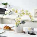 Sherika 38 Inch Orchid Artificial Flowers Real Touch Latex Fake Phalaenopsis Orchid Branches 9 Large Blooms, Faux Orchids Stems for Home Office Wedding Decoration(Green White, 2PCS)