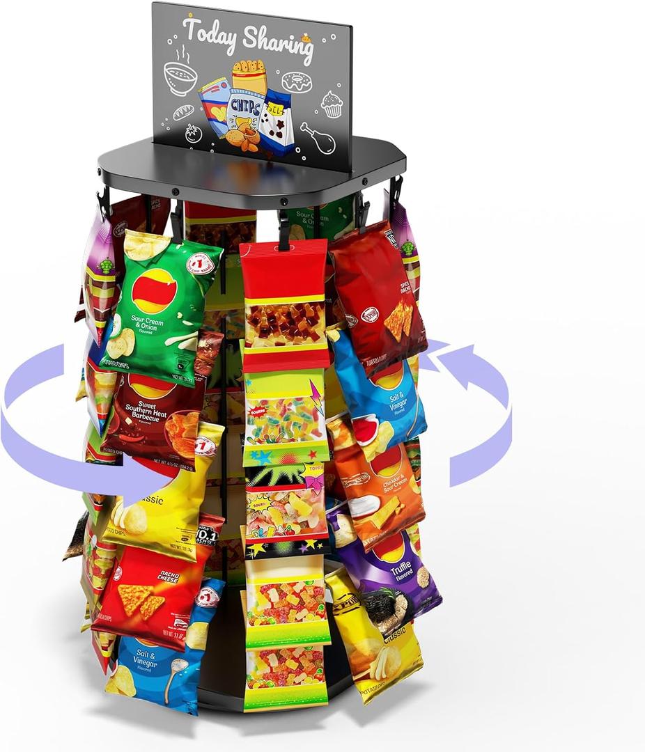 Metal Chip Rack Display Stand 5 Tiers 40 Clips Chip Bag Holder