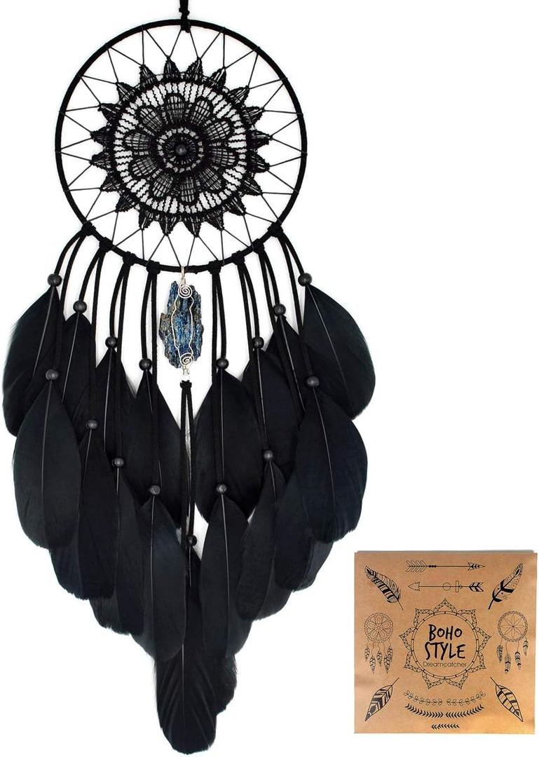 Urdeoms Black Dream Catchers for Bedroom Adults Boys Dream Catcher Wall Decor for Girls Crystals Boho Wall Hanging Decor Teens Room Decoration Festival Gifts Ideas(NO.16)