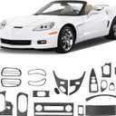 21PCS Real Carbon Fiber Interior Trim Kit Compatible with Corvette C6 2005-2013, Interior Decor Sticker Accessories