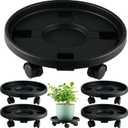 5 Pakcs Large Plant Caddy with Wheels 15.8" Rolling Plant Stands Heavy-duty Plastic Plant Roller Base Pot Movers Plant Saucer on Wheels Indoor Outdoor Plant Dolly with Caster Tray Coaster Black