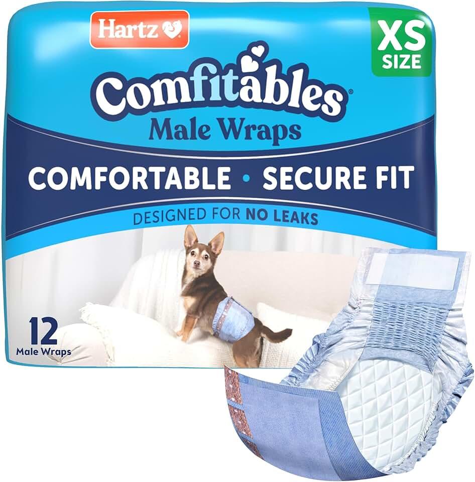 Hartz Comfitables Disposable Male Dog Wraps with Stretchy Waistband, Extra Small 12 Count