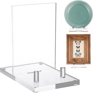 Yousoontic Acrylic Book Display Stand Clear Easel Plate Stand for Displaying Books, Picture, Notebooks, Platter, Photo, Artworks(4 x 6 x 6 Inch)