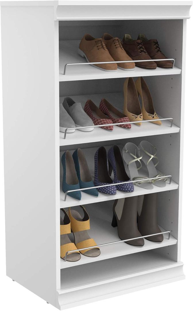 ClosetMaid Modular Storage Shelf Unit with Angled Shoe Shelves, White