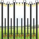 FEED GARDEN String Light Poles for Outside,10FT Metal Poles for Outdoor String Lights, Stand Poles for Deck, Garden, Patio, Wedding, Backyard, Christmas Party 6 Pack