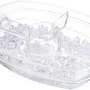 DEAYOU Ice Serving Tray for Party Food, Chilled Serving Platter Dish with 4 Compartments, 15" Flip-Lid Divided Serving Bowl for Appetizers, Fruits, Vegetables, Salads, Shrimp Cocktail
