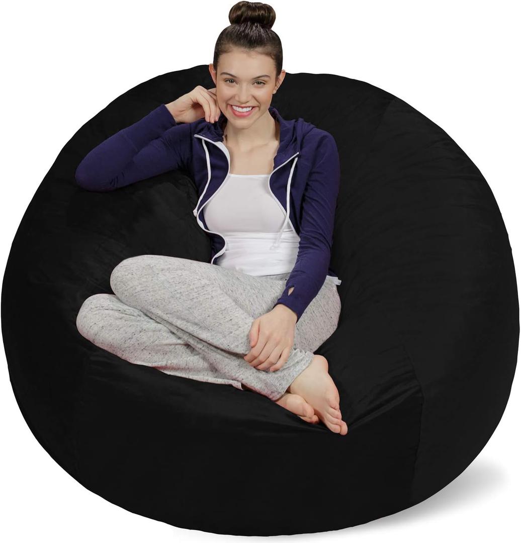Sofa Sack Bean Bag Chair Cover, 5-Feet, Black