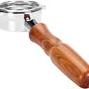 DIBTSA Bottomless Portafilter 58mm Compatible with La Marzocco Machines, Espresso Machine Parts, Wooden Handle with 304 Stainless Steel Filter Basket