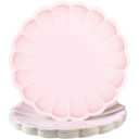 30 Pcs Large Scalloped Paper Plates 9.5 Inch Shell Edge Disposable Dinner Plates for Birthday Wedding Baby Shower Party Decorations(Light Pink)