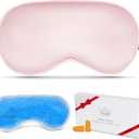 Cooling Eye Mask for Sleeping, Silk Sleep Mask w/Gel Eye Mask, Heated Eye Masks, Blindfold Eye Cover Women Sleeping Mask for Home, Office, Travel, Yoga, Medditation, Stocking Stuffers(Pink)