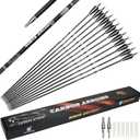 SUNYA 12-Pack 30 Inch Carbon Arrows Spine 500 or 400 for 40-60 LBS BowsSwitch to Recurve/Compound Modes, Anti-Loose O-Ring & TPU Vanes for Hunting/Target Practice