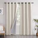 YoungsTex Linen Blackout Curtains 84 Inch Length for Bedroom, Heat Blocking Thermal Insulated Drapes with Grommet Energy Saving for Summer Living Room, 2 Panels, 52 X 84 Inch