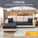 BT.WA Sectional Couch Covers for Sofa Cushion L Shaped Couch Cover Washable Soft Couch Cushion Covers Stretch Sofa Slipcovers with 2 Pcs Pillowcases(3-Piece 2 Seater + 1 Chaise, Dark Grey)
