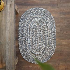 Orchid Blended Tweed Reversible Braided 2X7 Runner Rug - Harbor Blue, Handcrafted in USA, Woven Texture, High Traffic, Entryway, Kitchen, Mudroom, Bed, Bath, Foyer, Porch - 2 FT X 7 FT Oval Runner