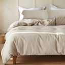 FALUCA French Linen Duvet Cover Set 3-Piece Queen (88"x92") - Soft & Comfortable Linen-Cotton Blend, Breathable Farmhouse Bedding for All Seasons& Luxury Home Decor, Linen