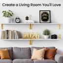 BAYKA Wall Shelves for Bedroom Decor, Floating Wall Shelf for Living Room Kitchen Storage, Mounted Rustic Wood Shelves for Kids Books, Corner Shelf for Bathroom(White and Gold23inSet of 4)