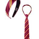 Halloween Costume Accessories Women Vivid Burgundy Red and Yellow Stripe Headband Tie Adult Cosplay Party Hair Accessory