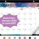 Desk Calendar 2026, 18 Months Calendar Runs from January 2026 to June 2027 - Large 17" x 12" Desktop/Wall Monthly Calendar for Home School, or Office - Gilded Elegance