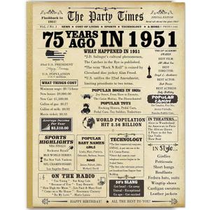 3 x Jumbo 75th Birthday Card for Women Men,Vintage Birthday Decoration Gifts for 75 Years Old Mom Dad,Birthday Gifts Card for Grandma Grandpa
