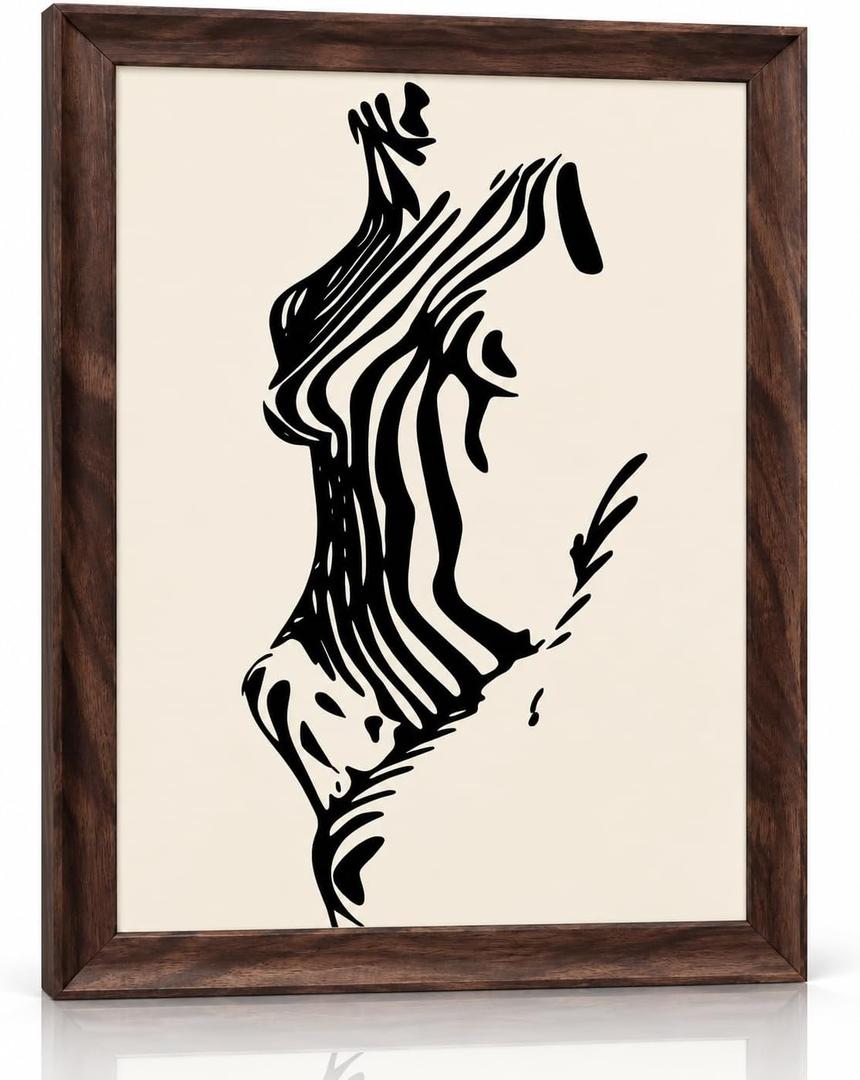 Abstract Minimalist Line Art Canvas Wall Art Framed Modern 24X16 Inch | Ready To Hang abstract minimalist modern style line Painting Prints Picture Poster living room bedroom bathroom dormitory