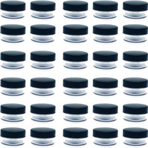 30 Pcs Sample Containers, 10 Gram Mini Sample Jars for Cosmetic, Eye shadow, Black Lid