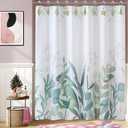 Leaves Shower Curtain Hooks-12Pack Green Plant Leaf Shower Curtain Rings,Metal Rustproof Shower Curtain Hangers,Shower Hooks Rings for Shower Curtain Rod, Bathroom Decoration Accessories
