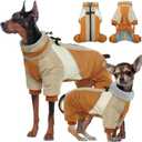 Kuoser Medium Dog Coat with Built-in Harness, Reflective Winter Jacket for Dogs - Brown M (M (PRIORITIZE BACK LENGTH: 14.6''))