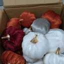 18 PCS Velvet Pumpkins for Fall Table Decor, Artificial Pumpkins, Faux Fake Pumpkin Home Decorations for Autumn Harvest, Thanksgiving, Wedding, Halloween, Table Centerpieces (Multi-Color Velvet)