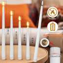 Rossesay 24 Pcs Flameless LED Taper Candles Battery Operated Candles 8.58'', 9.69'', 10.98'', 12.91'', 12.8'' Flameless Candlesticks Flickering for Halloween Christmas Church Wedding(White)