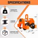 YATOINTO 1/2 Ton 1100LBS Dual Wheels Beam Trolley, 3"-5" Adjustable I Beam Trolley, Push Manually Trolley Hoist with Dual Track Rollers, Push Track Roller Trolley for Lifting