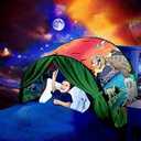 Bed Tents Fantasy Fun Foldable Play Pop up Outdoor Indoor Twin Size,Magic Playhouse Princess Secret Castle,Birthday for Girls Kids Baby (Dinosaur Island)