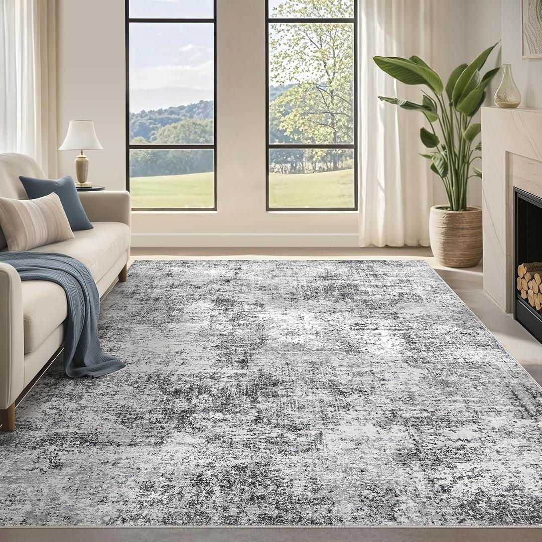 10x12 Washable Area Rug: Extra Large Modern Abstract Rugs Soft Neutral Non Slip Ultra Thin Stain Resistant Indoor Carpet for Living Room Bedroom Dining Room Home Office(Grey) 10x12 Washable Area Rug: Extra Large Modern Abstract Rugs Soft Neutral Non Slip Ultra Thin Stain Resistant Indoor Carpet for Living Room Bedroom Dining Room Home Office(Grey)