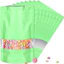 120pcs 5.5"x7.8" Mylar Bags for Food Storage, Smell Proof Bag with Matte Window Resealable Food Storage Bags for Small Business, Stand-up Foil Pouch Packaging Freeze Dried Candy Bag (Light Green)