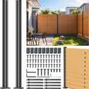 5FT 201 Stainless Steel Heavy Duty Fence Post for Wood Slats(End Post), Outdoor Ground Install Wooden Privacy Fence Panels Posts Matte Black 2Pack
