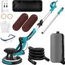 Drywall Sander, 1250W 11.5-Amp Electric Drywall Sander with Vacuum, Popcorn Ceiling Removal Tool with Variable Speed 800-1800RPM, Foldable & Extendable Handle, LED Light, 18pcs Sanding Discs (Blue)
