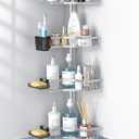 Corner Shower Caddy Tension Pole: 4tier adjustable Rustproof Bathroom Organizer Shelves  Bathtub shampoo rack 43.5120 inch