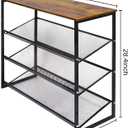 Garden 4 you Shoe Rack for Entryway 4 Tiers 11.8" D x 25" W x 28" H, Metal Shoe Rocks with Brown Wooden Tabletop, Angled Shoes Rack with Adjustable Mesh Shelves for Entryway Hallway Closet