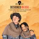 Desert Warrior Dune Costume Set - Curly Brown Wig, Black Fitted Breathing Nose Tube to Form to Face, and Netted Wig Cap for Cosplay - One Size Fits All