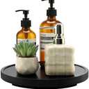 Black Wooden Bathroom Tray Round Perfume Dresser Trays for Vanity Small Wood Lazy Susan Turntable for Table Decorative Kitchen Sink Soap Holder Rotating Bathroom Countertop Decor Organizer Accessories