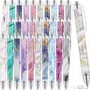 TecUnite 30 Pcs Marble Ballpoint Pens for Women 1.00 mm Cute Black Ink Fancy Pens Fine Point Smooth Marble Writing Supplies Journaling Gifts Office Supplies, 10 Designs