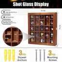 Maxdot Brown Shot Glass Display Case with Removable Shelves, 21 Slot