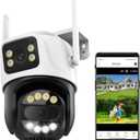 6MP Dual Lens Wireless Outdoor Security Camera Outdoor, WiFi Home Survaillance Camera, PTZ, 355Pan, 90 Tilt, Human Detection & Auto Tracking, 2-Way Audio, IP66, 24/7 Recording, Night Vision